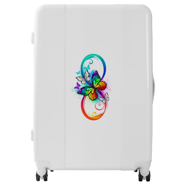 Bright infinity with rainbow butterfly luggage (Front)