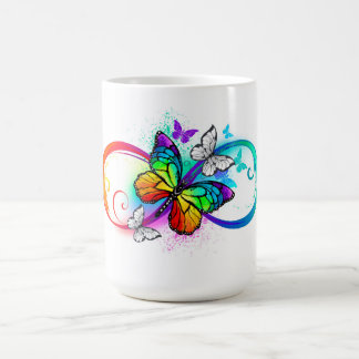 Bright infinity with rainbow butterfly magic mug