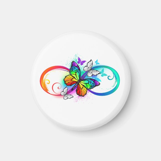 Bright infinity with rainbow butterfly magnet (Front)