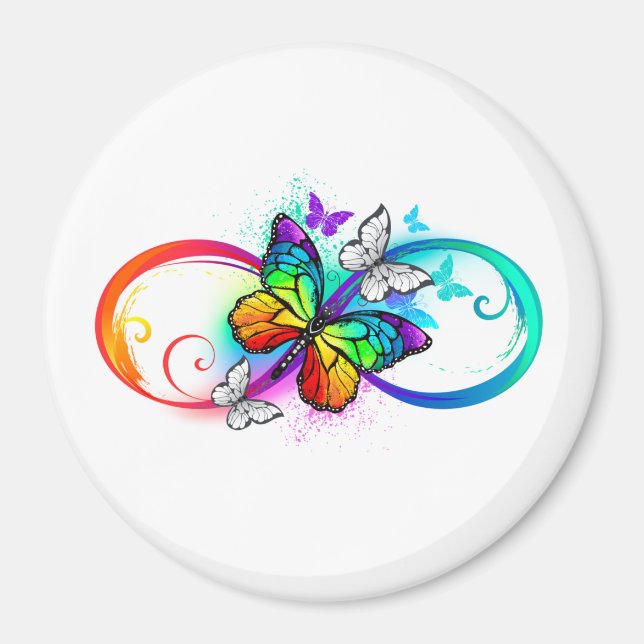 Bright infinity with rainbow butterfly magnet (Front)