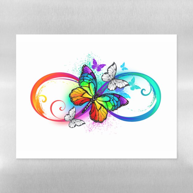 Bright infinity with rainbow butterfly magnetic dry erase sheet (Horizontal)