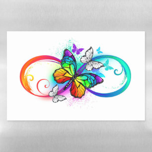 Bright infinity with rainbow butterfly magnetic dry erase sheet
