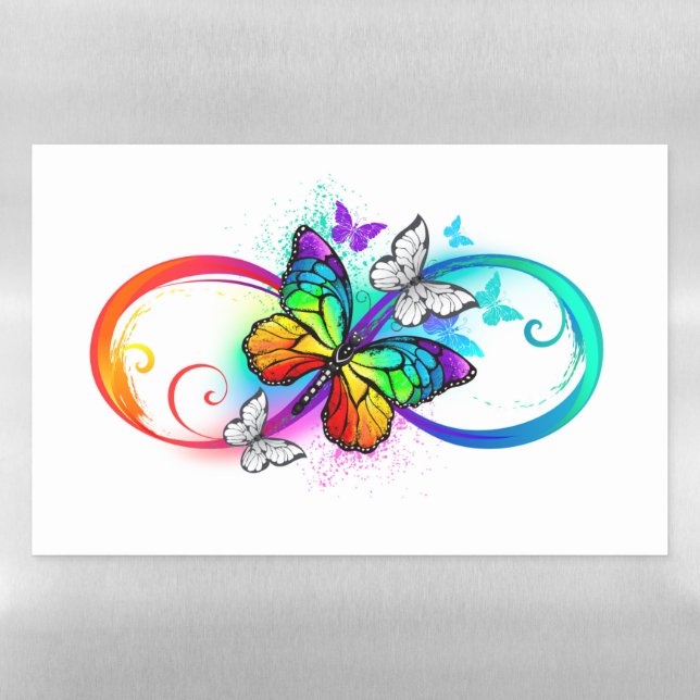 Bright infinity with rainbow butterfly magnetic dry erase sheet (Horizontal)