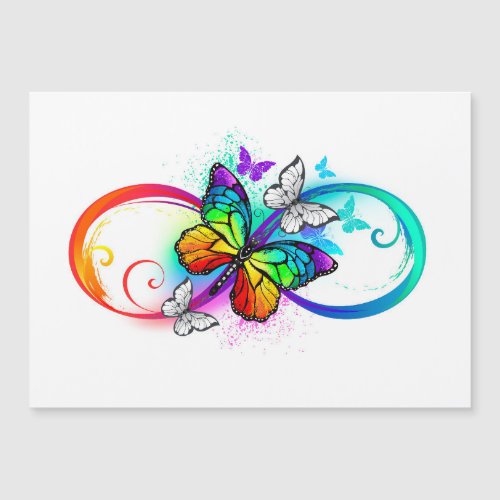 Bright infinity with rainbow butterfly magnetic invitation