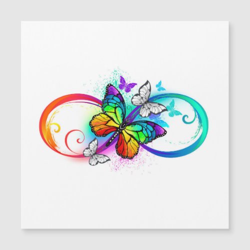 Bright infinity with rainbow butterfly  magnetic invitation