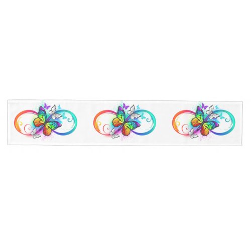 Bright infinity with rainbow butterfly  medium table runner