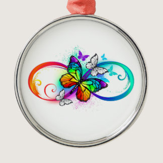 Bright infinity with rainbow butterfly metal ornament