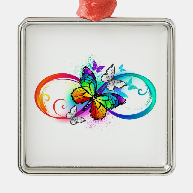 Bright infinity with rainbow butterfly metal ornament (Front)