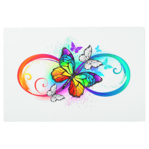 Bright infinity with rainbow butterfly metal print