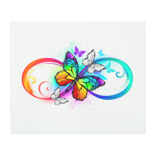 Bright infinity with rainbow butterfly metal print