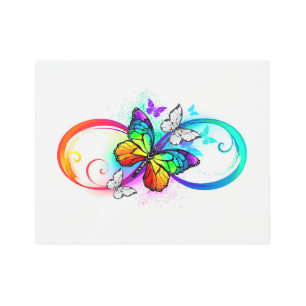 Bright infinity with rainbow butterfly metal print