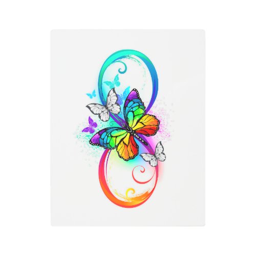 Bright infinity with rainbow butterfly metal print
