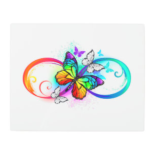 Bright infinity with rainbow butterfly metal print