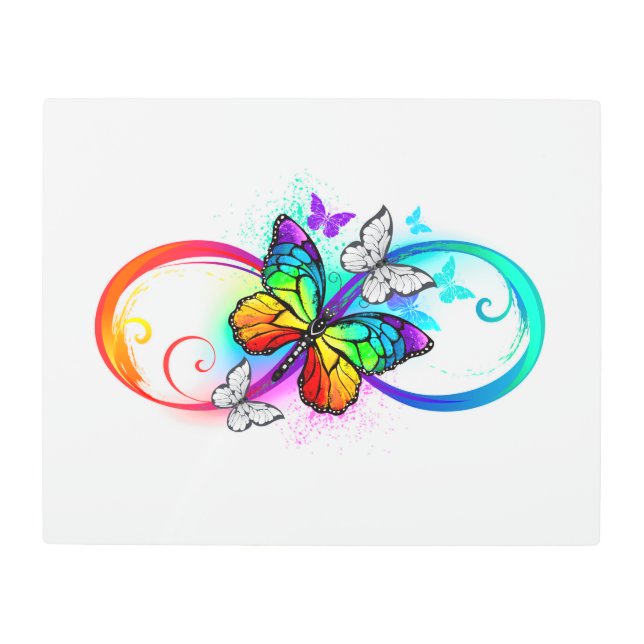 Bright infinity with rainbow butterfly metal print (Front)