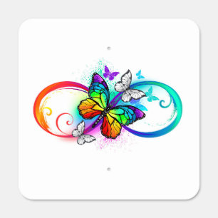 Bright infinity with rainbow butterfly metal sign