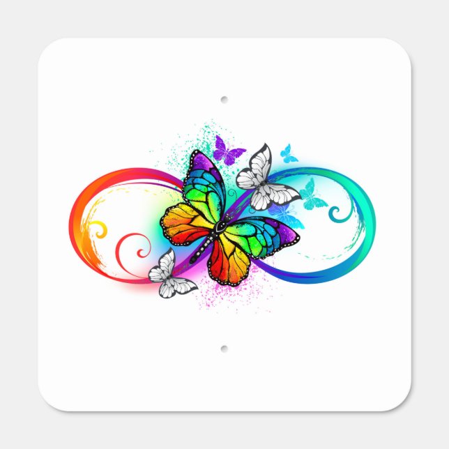 Bright infinity with rainbow butterfly metal sign (Front)
