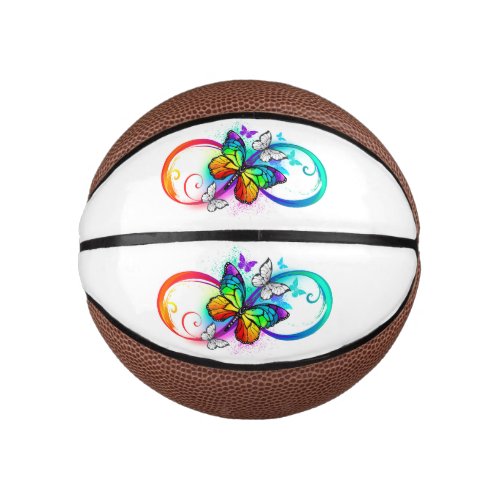 Bright infinity with rainbow butterfly mini basketball