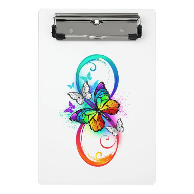 Bright infinity with rainbow butterfly  mini clipboard (Front)