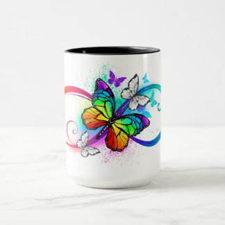 Bright infinity with rainbow butterfly mug
