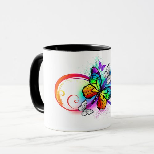 Bright infinity with rainbow butterfly mug