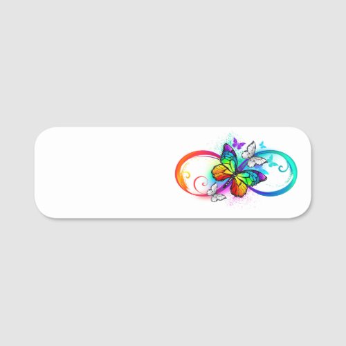 Bright infinity with rainbow butterfly name tag