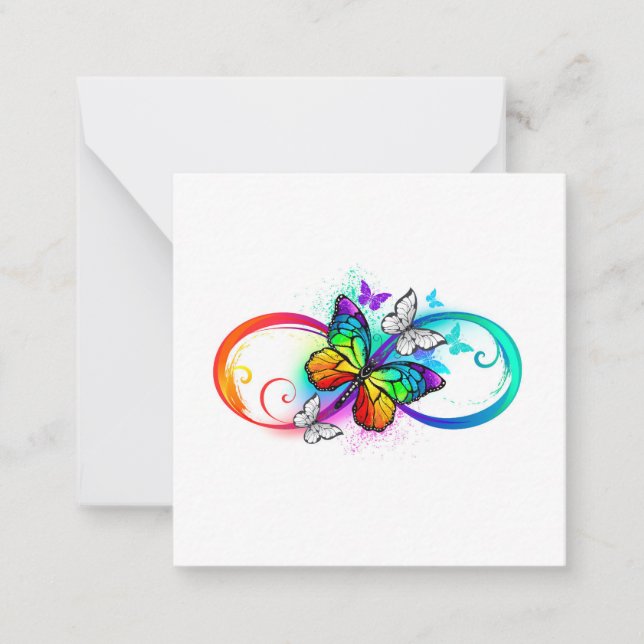 Bright infinity with rainbow butterfly note card (Front)
