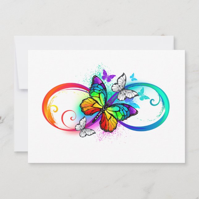 Bright infinity with rainbow butterfly note card (Front)
