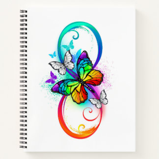 Bright infinity with rainbow butterfly notebook