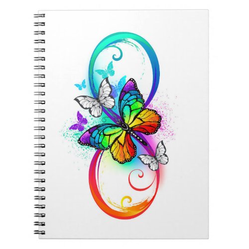 Bright infinity with rainbow butterfly notebook