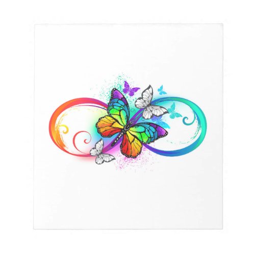 Bright infinity with rainbow butterfly notepad