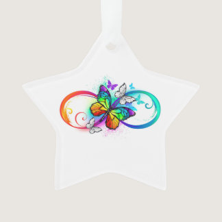 Bright infinity with rainbow butterfly ornament