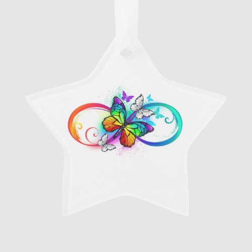 Bright infinity with rainbow butterfly ornament