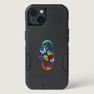 Bright infinity with rainbow butterfly iPhone 13 case