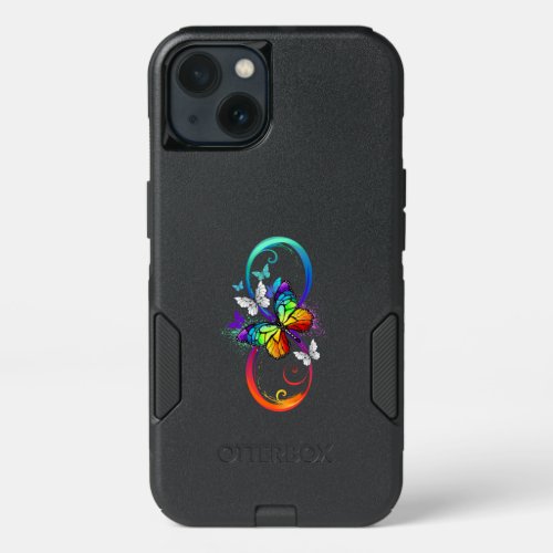 Bright infinity with rainbow butterfly iPhone 13 case