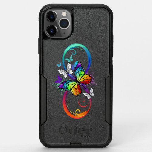 Bright infinity with rainbow butterfly  OtterBox commuter iPhone 11 pro max case