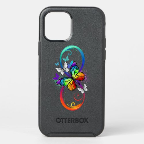 Bright infinity with rainbow butterfly  OtterBox symmetry iPhone 12 case