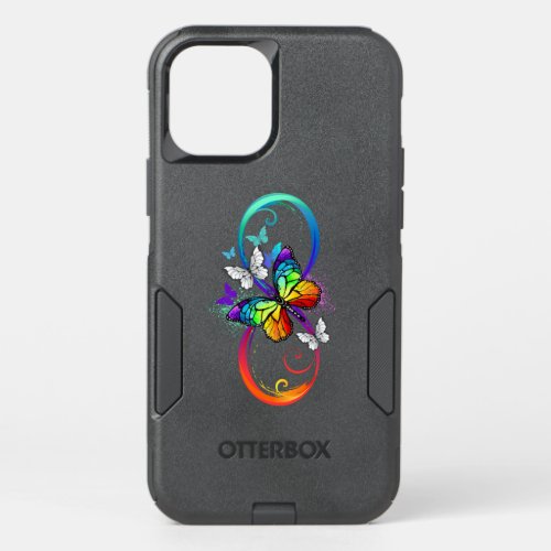 Bright infinity with rainbow butterfly OtterBox commuter iPhone 12 case