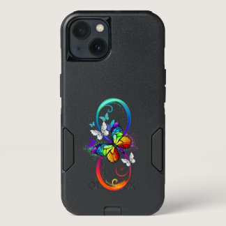 Bright infinity with rainbow butterfly iPhone 13 case