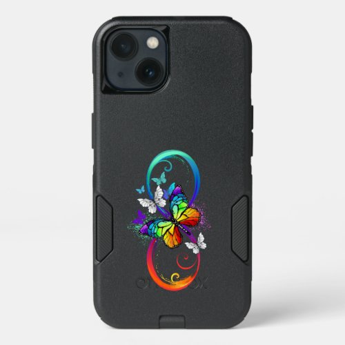 Bright infinity with rainbow butterfly iPhone 13 case