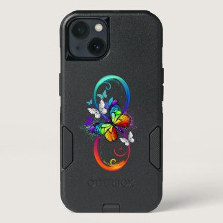 Bright infinity with rainbow butterfly iPhone 13 case