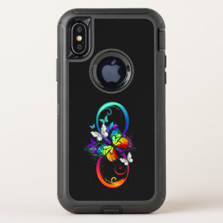 Bright infinity with rainbow butterfly  OtterBox defender iPhone x case