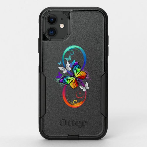 Bright infinity with rainbow butterfly  OtterBox commuter iPhone 11 case