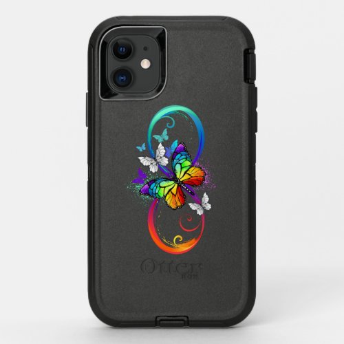 Bright infinity with rainbow butterfly  OtterBox defender iPhone 11 case