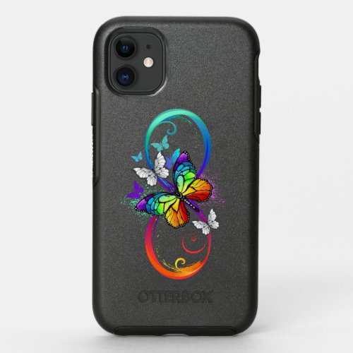 Bright infinity with rainbow butterfly OtterBox symmetry iPhone 11 case