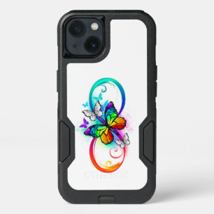 Bright infinity with rainbow butterfly iPhone 13 case