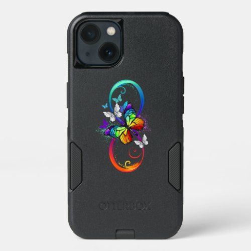 Bright infinity with rainbow butterfly iPhone 13 case