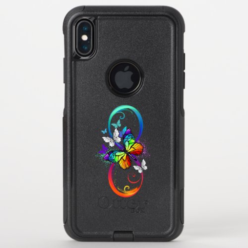 Bright infinity with rainbow butterfly  OtterBox commuter iPhone XS max case