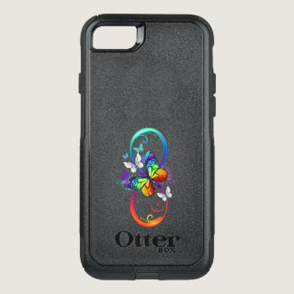 Bright infinity with rainbow butterfly OtterBox commuter iPhone SE/8/7 case