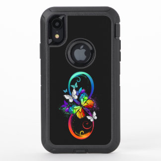 Bright infinity with rainbow butterfly OtterBox defender iPhone XR case
