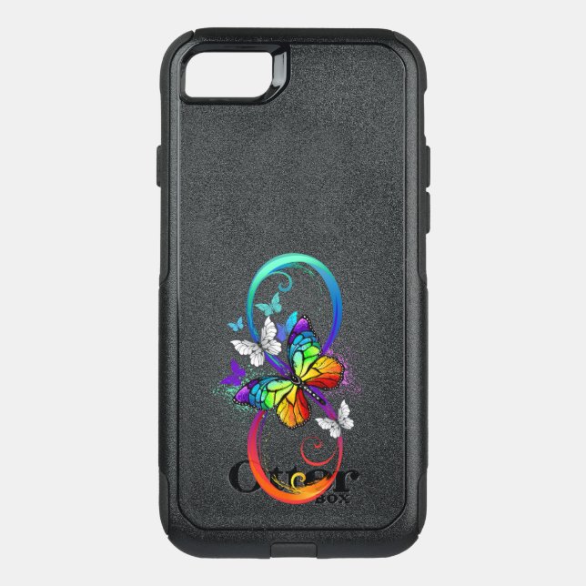 Bright infinity with rainbow butterfly otterbox iPhone case (Back)